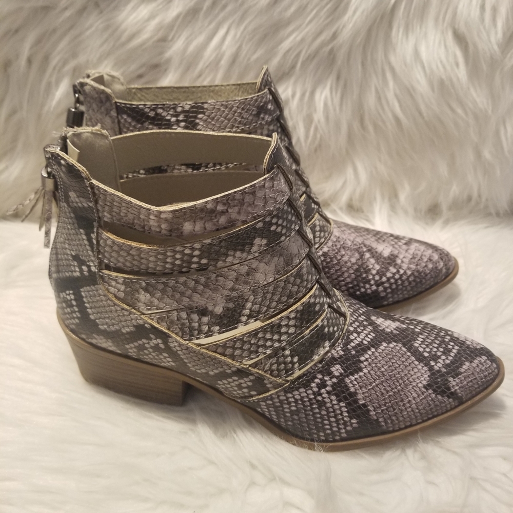 Fergalicious By Fergie Malaki Snakeskin Print Heeled Booties